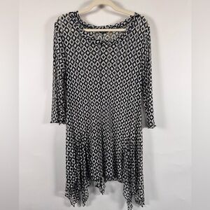Kaktus Sheer Mesh Tunic Women XL Beachy Coverup Swim Summer Casual Geometric